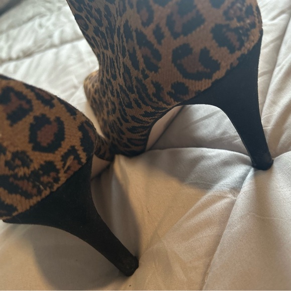 Cheetah print heeled ankle sock boots - Picture 2 of 7